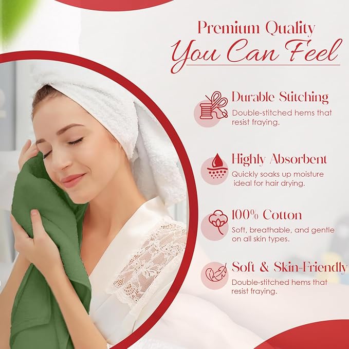 RIVERSIDE 6 Pack Premium Hand Towels Set, 16x28 inches, 100% Ring Spun Cotton, 600 GSM, Soft, Quick Dry and Highly Absorbent, Towels for Bathroom, Kitchen, Gym, Spa - Sage Green
