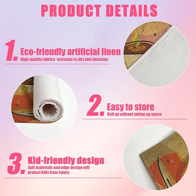 Coffee Time Placemats Set of 6,12x18 Inch Linen Place Mat Washable Stain Resistant Table Mats for Spring Summer Seasonal Farmhouse Kitchen Party Home Decor