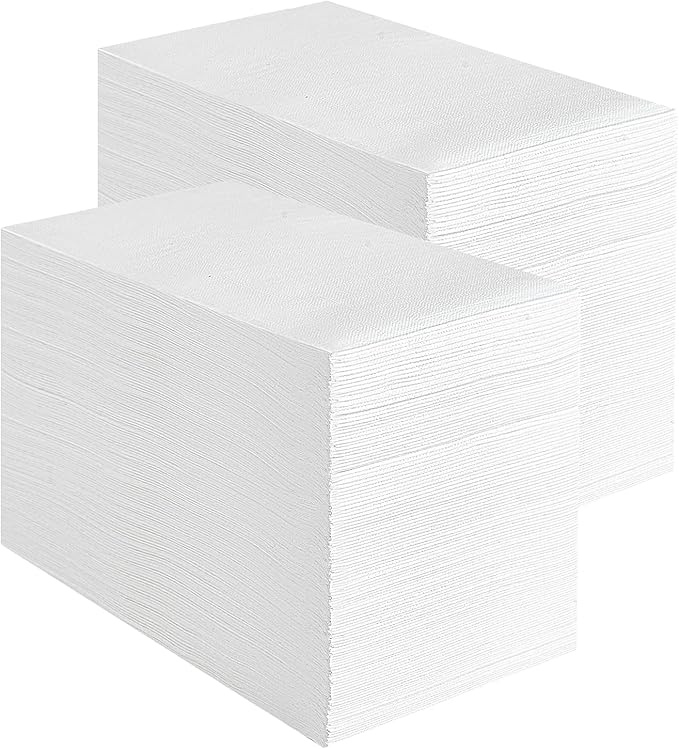 Vplus 400 Pack Premium Quality Guest Towels Disposable Dinner Napkins Soft, Absorbent, Party Napkins for Dinners or Catering Events，and Everyday Use (White, 400)