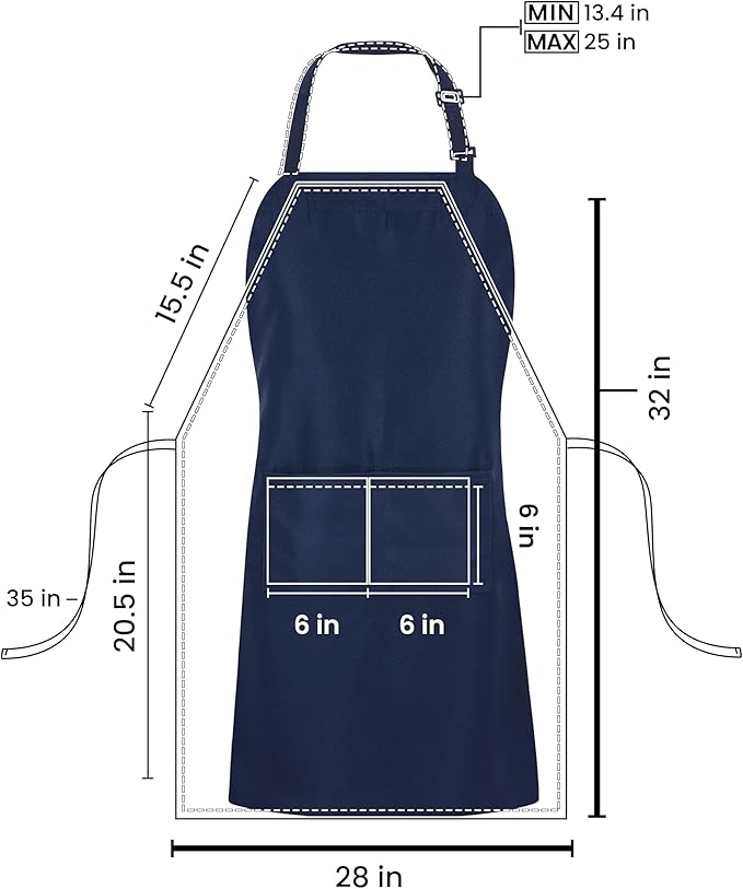 Utopia Kitchen 10 Pack Bib Apron Adjustable with 2 Pockets, Water and Oil Resistant, Cooking Kitchen Chef Apron for Women Men
