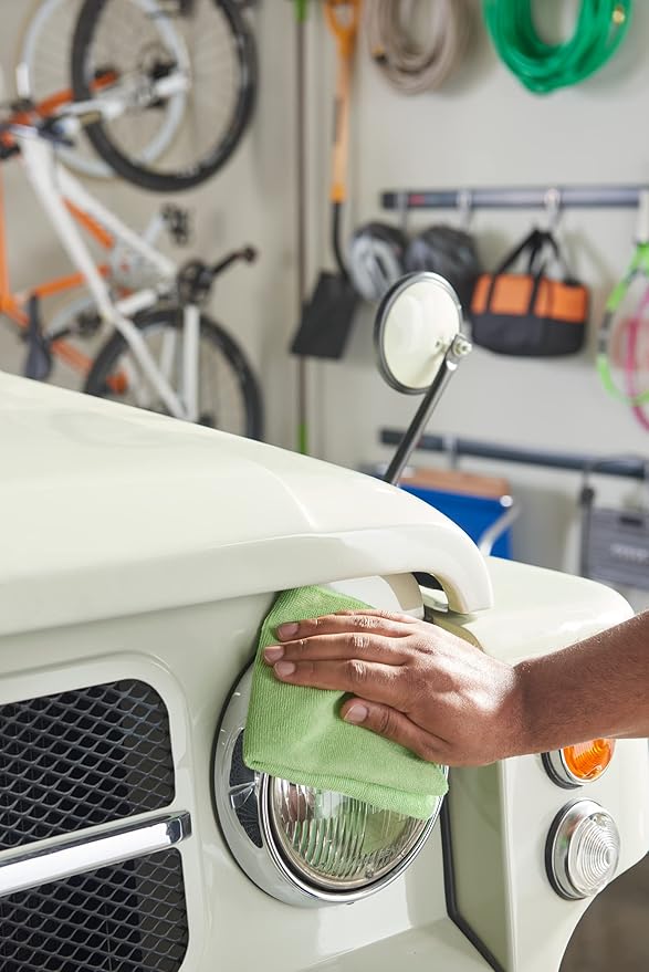 Quickie Cleaning 32-Pack Microfiber Cleaning Cloth 14"x14" inch Green All-Purpose Towel/Wiper for Multi-Purpose Indoor/Outdoor Cleaning/Dusting/Polishing on Kitchen/Bathroom/Auto Surfaces