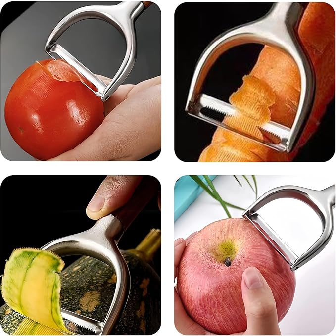 Professional Vegetable Peeler,Peelers For Kitchen Ultra Sharp 304 Stainless Steel Durable Blade,Quick Peeling Apple Carrot Potato Peelers,Ergonomic Natural Non-Slip Wooden Handle