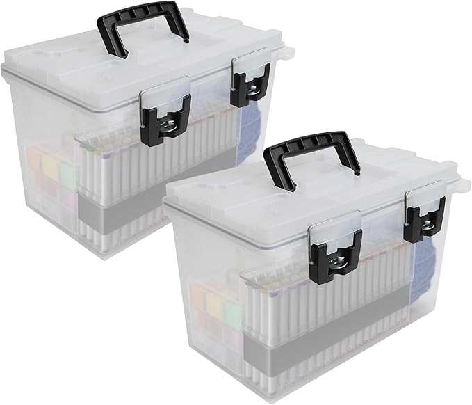 Sheffield 12763 XL Transparent Storage Bins With Lids, 2-Pack Stackable Storage Bins, Made in USA, Lockable and Water-Resistant Containers with Lids, Plastic Containers for Home, Classroom, and Dorm