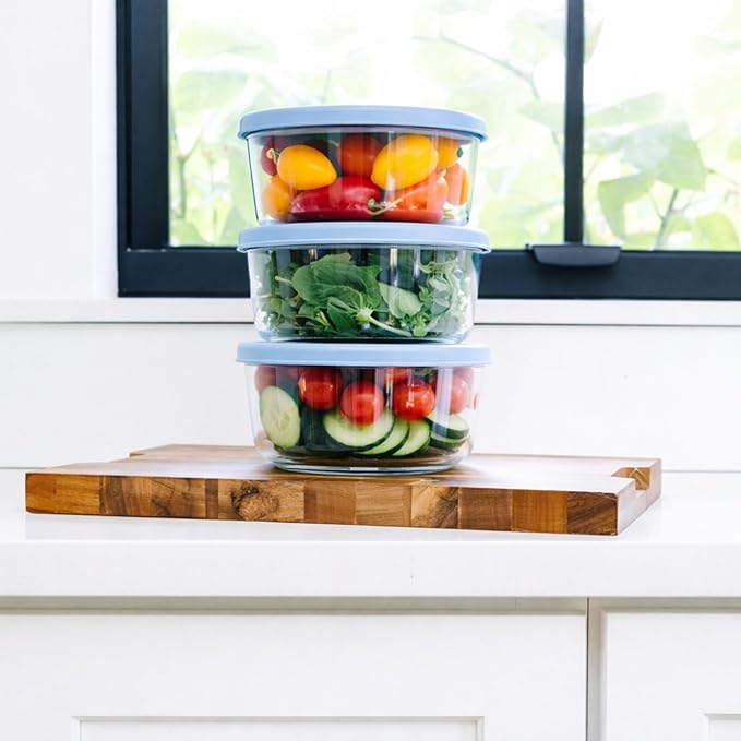 DURA LIVING 12-Piece Glass Food Storage Containers Set (6 Containers + 6 BPA-Free Lids) | 4-Cup, Leakproof | Microwave, Freezer, Oven & Dishwasher Safe | Ideal for Meal Prep & Pantry Organization