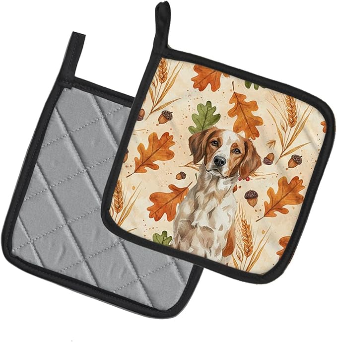 Caroline's Treasures Roan Brittany Heirloom Fall Pair of Pot Holders Pair 7.5x7.5 Quilted Insulated Hot Pads Decorative Kitchen Gift Made in USA