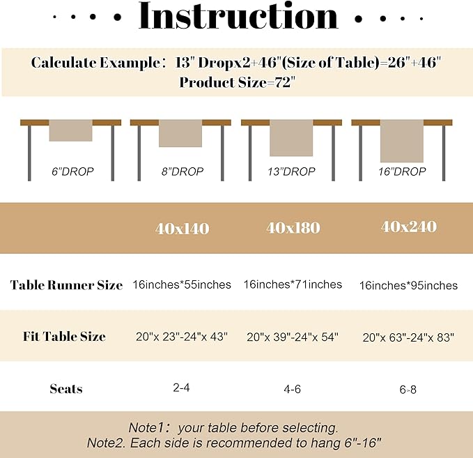 YATOJUZI Cream Table Runner Seasonal Fall Summer Kitchen Dining Coffee Table Decoration 72 Inches Long Beige Waterproof Farmhouse Rustic Table Runner Home Wedding Party Decor 16x72Inch