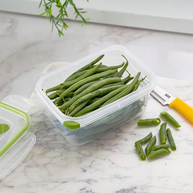 Sterilite Ultra-Seal 4.5 Cup Rectangle, Airtight Food Storage Container, Latching Lid, Microwave and Dishwasher Safe, Clear With Green Gasket, 24-Pack
