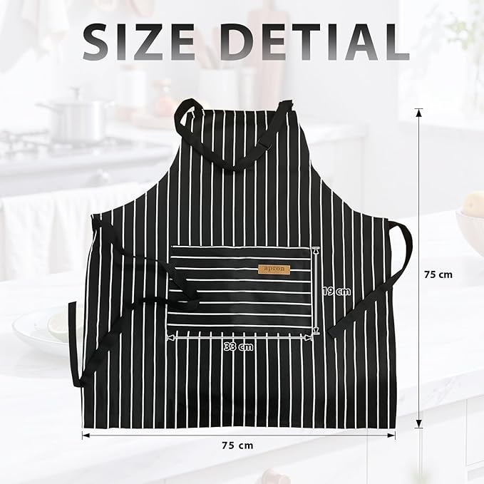 VALOME 2 Pack Kitchen Aprons, Apron for Cooking with 2 Pockets, Unisex Adjustable Neck Strap Chef Aprons for Men Women