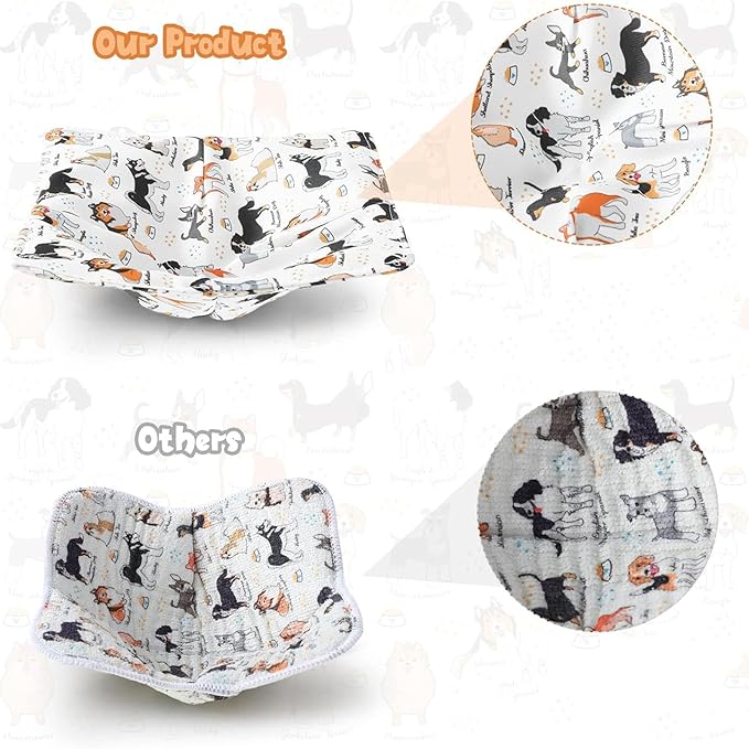 Cunhill 4 Pcs Cotton Microwave Bowl Cozy Holders for Hot Food Hot Pads Soup Bowl Potholders Heat Resistant Multipurpose Quilted Safe Holders for Kitchen Plate Supply(White,Dog Style)