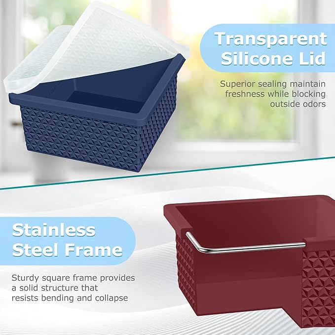 Silicone Freezer Molds for Soup Cube - 2-Cup Freezer Storage Container Tray with Lid,4 Pack Stackable Ice Cube Trays for Portion Control,Food Storage & Meal Prep (Green+Light Blue+Burgundy+Dark Blue)