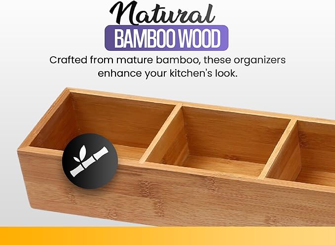 YBM HOME Pack of 12 Bamboo Drawer Organizer Storage Box for Spices and Kitchen Items, Lingerie, Small Tools, and Gadgets, 330