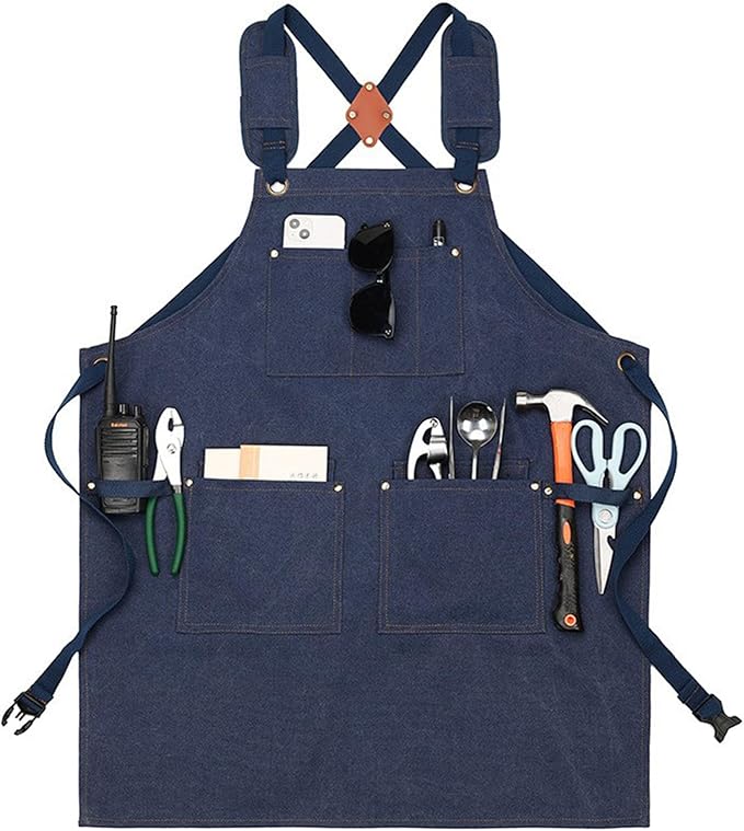 DILLMAN Woodworking Apron for Men Shop Apron Thick Canvas Work Apron with Tool Pockets