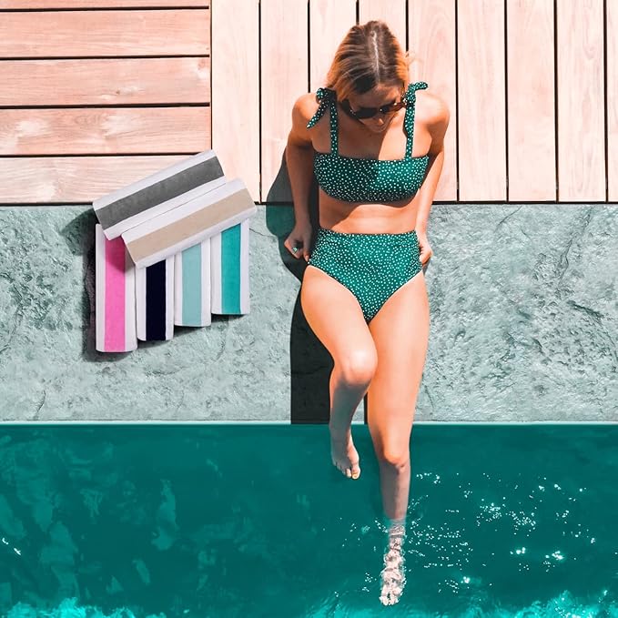LULUHOME Large Oversized Beach Towel - Big Cotton 36 x 70 Inch Striped Pool Towel, Large Cabana Soft Swimming Towel for Adult Men Women,Turquoise