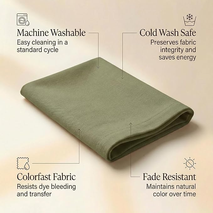 Accent Home 100% Cotton Napkins, Delicate Cloth Napkins for Dinners, Parties and Weddings，18 x 18 Inch Set of 6 - Olive Green