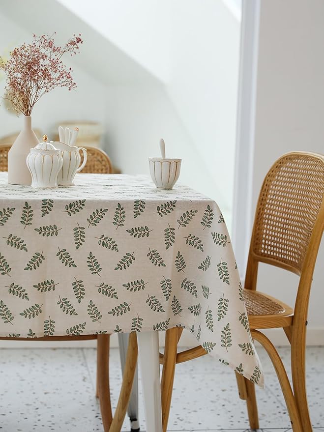 YiHomer Pastoral Rectangle Tablecloth - 52 x 70 Inch Table Cloth - Washable Table Cover with Wrinkle Resistant for Restaurant, Picnic, Bistro, Indoor and Outdoor Dining, Green Leaf