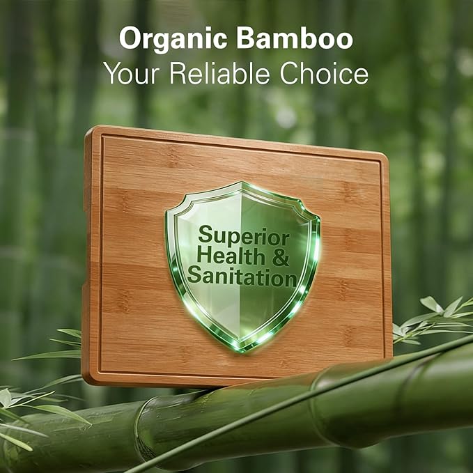 Zarler Bamboo Cutting Boards for Kitchen, 3 Piece Durable Wood Cutting Board with Juice Grooves and Handles, Wooden Chopping Board Set for Meal Prep, 500℉ Carbonized Bamboo, Ideal Kitchen Gift