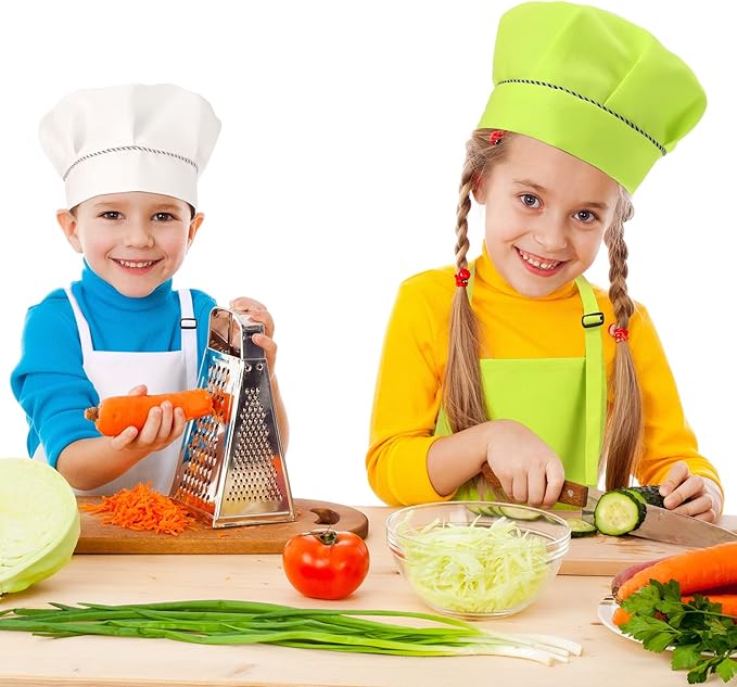 Handepo 28 Pcs Kid Apron and Chef Hat Set Adjustable Bib Apron with Pockets for Kids Cooking Baking Painting Crafting