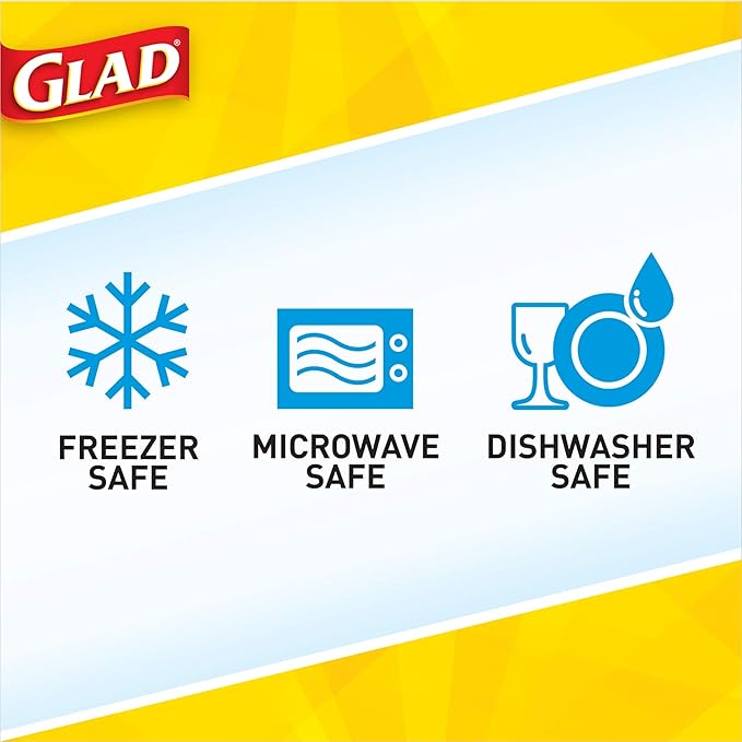 Glad GladWare Big Bowl Food Storage Containers with Lids, Large Round No BPA Plastic Containers for Soups, Salads, and Meal Prep, Lock Tight Seal, Microwave Dishwasher Safe, 48 Oz, 3 Count - 6 Pack