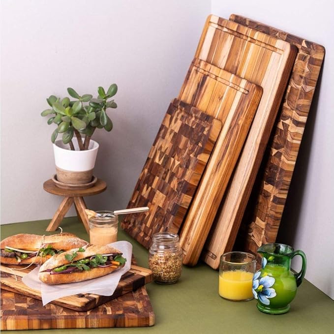 Teakhaus Cutting Board - Small (S) Wood Cutting Board with Juice Groove (14”L x 10”W) Holiday Gift Ideas for Men and Women - Gift-Ready, Thin, Lightweight, Reversible, Knife Friendly - FSC Certified