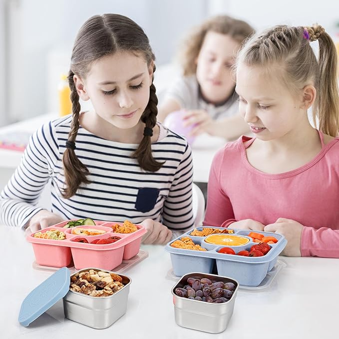 Caperci 3-Pack Stainless Steel Snack Containers with Silicone Lids - 8oz Leak-Proof Small Food Containers for Snacks Condiments - Large Salad Dressing Containers, Reusable & BPA-Free