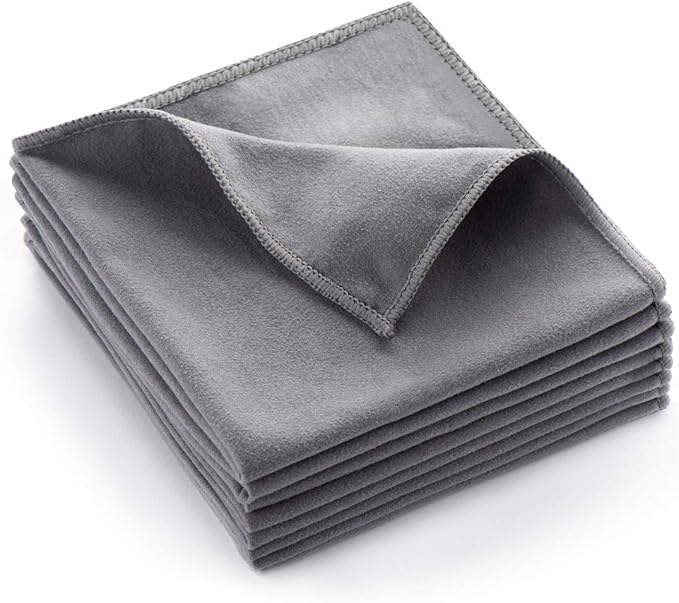 8 Pack Microfiber Screen Cleaning Cloth,Premium Double-Sided Suede Microfiber Cloths for Glasses,Lenses,Computer,Phone,TV,Electronic Device Screens Wipes Cloth,12 x 12 Inches,Grey