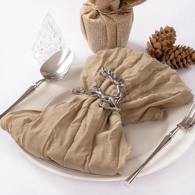 MLMC 24 Pack Nude Cheesecloth Napkins Boho Rustic Gauze Cloth Napkins Washable 21"x21" for Wedding Bridal Shower Birthday Anniversary Dinner Decor