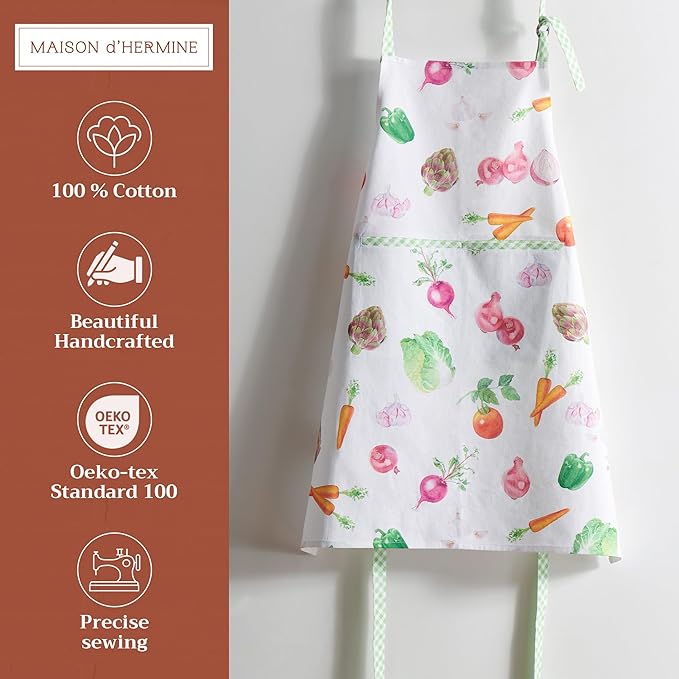 Maison d' Hermine 100% Cotton Apron for women with Pocket Kitchen Chef Apron for Men Cooking Mothers Day Gifts