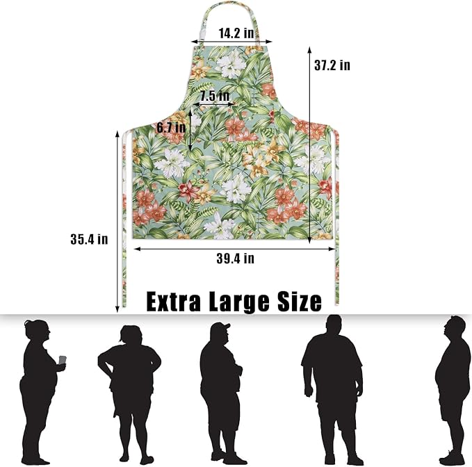 LOLOMLO Oversize Canvas Cotton Apron, Extra Large Aprons with Long Strap, Adjustable Neck Tear Resistant Plus Size aprons