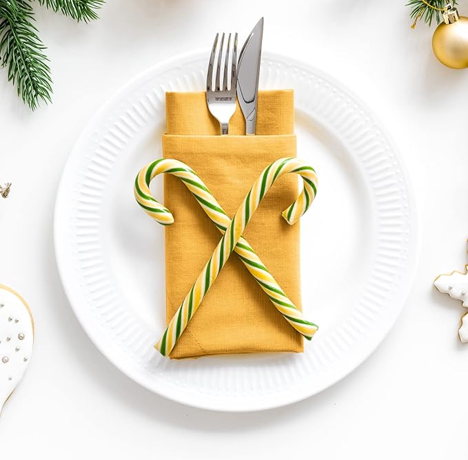 Yellow Cloth Napkins Set of 6,Made of 100% Cotton,18x18 inch,Nostalgic Table Decorations, Soft,Comfortable and Reusable (Mustatrd)
