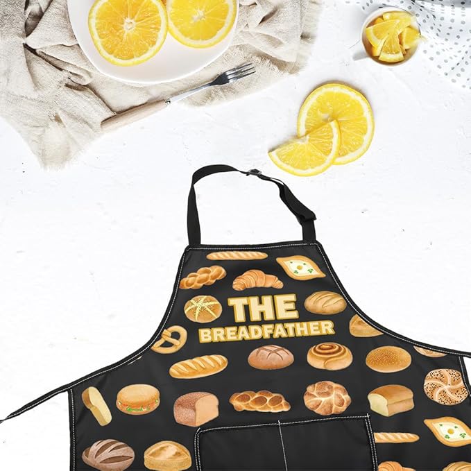 VAMSII Bread Lover Gift The Breadfather Soup Apron With Pockets Chef Cooking Kitchen Gift for Men Boyfriend Husband Father