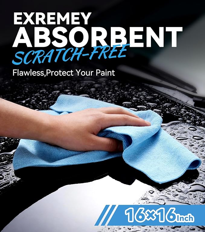 10-Pack (16"x16") 420GSM Premium Edgeless Microfiber Towels for Cars, Ultra-Soft Absorbent, Scratch-Free, Lint-Free, Professional Detailing Cloth for Home Cleaning, Trucks and More, Sky Blue