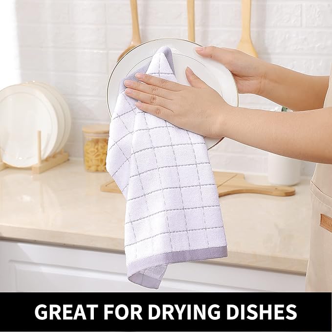 Homaxy 100% Cotton Terry Kitchen Dish Cloths, Ultra Soft and Absorbent Dish Towels for Kitchen, Suitable for Drying and Washing Dishes, 6 Pack, 12 x 12 Inches, White