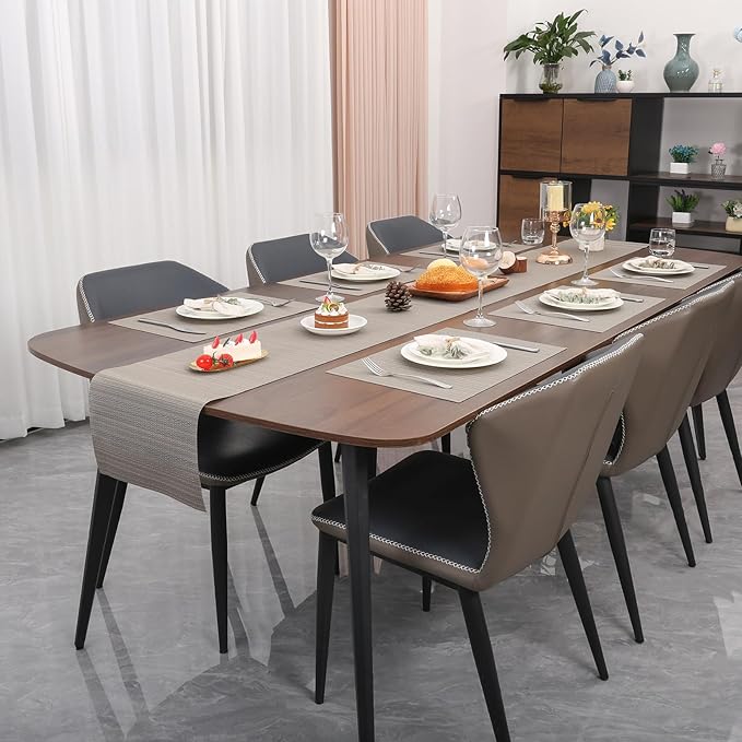 Myir JUN Placemats Set of 8, Vinyl Woven Placemats Place Mats Indoor Set of 8 Washable Table Mats Non-Slip Place mats for Dining Table (Golden Silver, Set of 8)