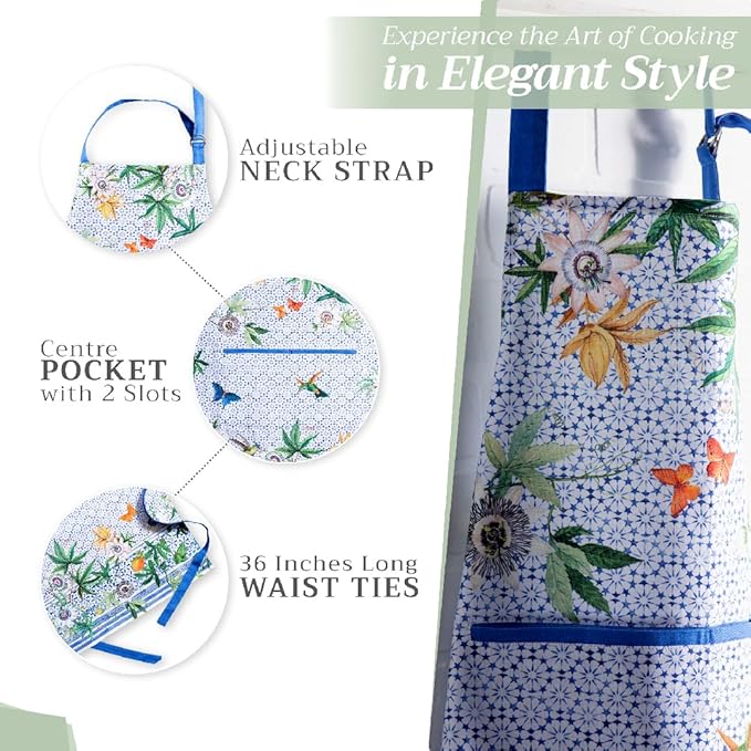 Maison d' Hermine 100% Cotton Apron for women with Pocket Kitchen Chef Apron for Men Cooking Mothers Day Gifts