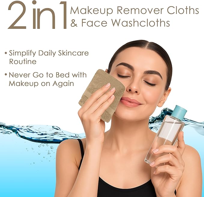 DAN RIVER 12-Pack Premium 100% Cotton Tan Face Towels for Bathroom - Reusable Face Wash Cloths for Showering 12x12 Inches - 550 GSM Super Soft & Absorbent Luxury WashCloths for Body, Spa & Gym
