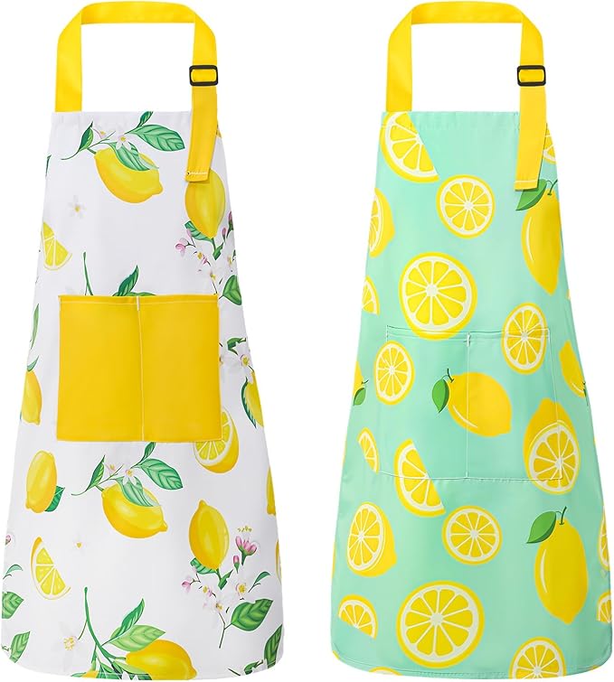 2 Pack Kids Apron, Cute Cooking Aprons, Waterproof Art Apron with Pockets, Toddler Painting Artist Apron Adjustable