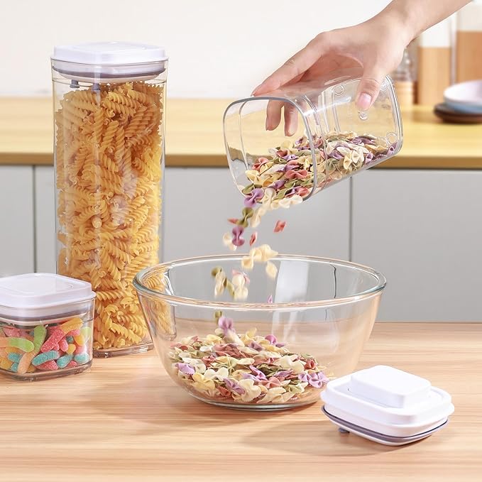 Food Airtight Containers storage with Lids 3 Pack One Button Open/POP UP/Kitchen Storage Organization for Coffee Tea Brown Sugar Cereals 950ml x 3