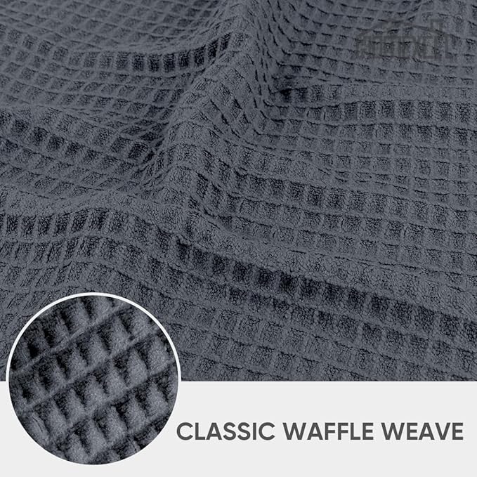 HOMEXCEL Waffle Weave Microfiber Towel, 10 Pack Lint Free Cleaning Rags, 12 x 12 Inches Barista Towels, Reusable Microfiber Cleaning Cloth for Household, Kitchen, Glass and Window, Grey