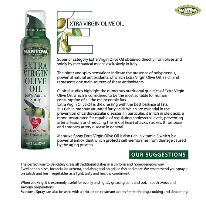 Mantova Spray Extra Virgin Olive Oil Variety Set - Garlic | Black Truffle | Turmeric - 8 Fl. Oz. (Pack Of 3) - Product Of Italy