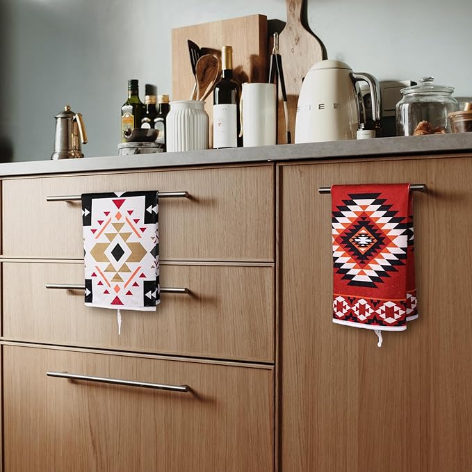 Bencailor 6 Pcs Aztec Kitchen Towels Decorative Sets Dish Towels Absorbent Fast Drying Hand Tea Vintage Hanging Reusable Cleaning Dishcloths for Cooking Farmhouse Bathroom Accessory