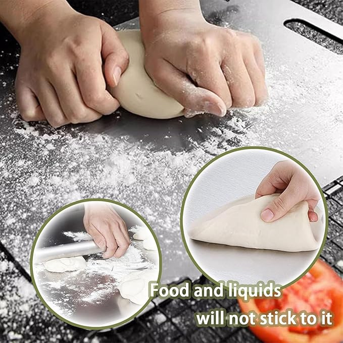 100% Pure Titanium Cutting Board Set of 3, Double-Sided Pure Cut Titanium Cutting Boards for Kitchen Dishwasher Safe, Food-Grade Metal Meat Chopping Board Mat for Home & Outdoor Camping (M+L+XL)