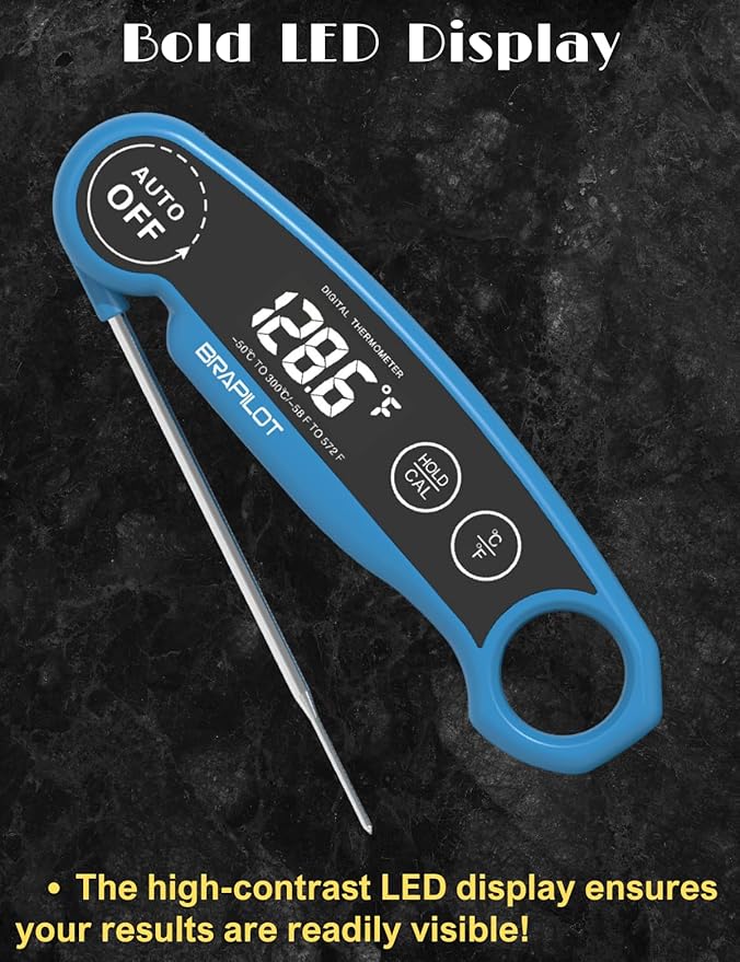 Digital Meat Thermometer Rechargeable,Waterproof Kitchen Cooking Thermometer Probe,2-3S Instant Read for Steak Grill Water Milk Bread Airfryer BBQ Baking Oil Deep Fry Smoker (Blue)