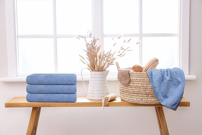 Premium Hand Towels Pack of 6 (16" x 30”) 100% Combed Ring Spun Cotton | Highly Absorbent Hand Towels Set | Ultra Soft for Home, Gym & Spa (Sky Blue)