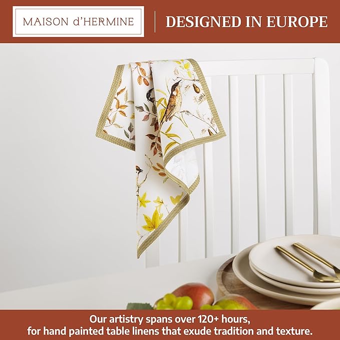 Maison d' Hermine Cloth Napkins Set of 4 100% Cotton Everyday Reusable Square Napkins Cloth Washable Dinner Party Wedding Restaurant Gifts for Mothers Day Spring/Summer (Verdier, 18" x 18")