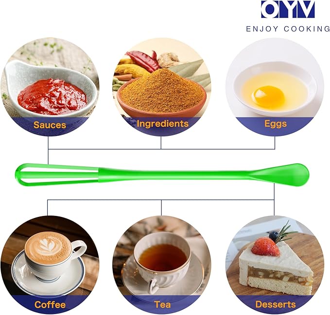 OYV Colorful Mini Whisk, Mini Spoon, Multifunctional Small Whisks for Cooking, Tiny Whisk 7 Pieces, Mini Small Wisk, for Blending, Whisking, Beating Ingredients, Mixing Sauces
