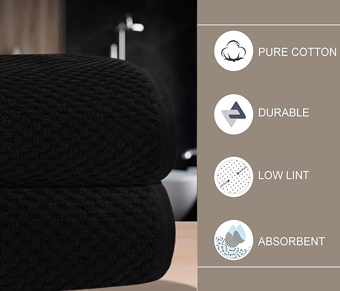 COTTON CRAFT Waffle Bath Sheets - Set of 2 Luxury Euro Spa Waffle Weave Bath Sheet Towels - 100% Ringspun Cotton Bath Sheet - Absorbent Quick Dry Bath Towel Sheet - Oversized 35 x 70 inches - Black