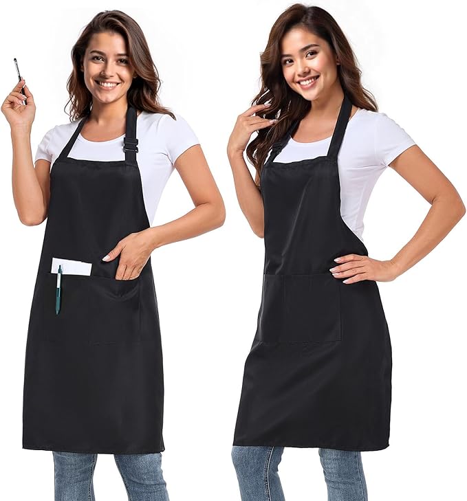2 Pack adjustable apron with 2 pockets for men and women, waterproof and oil Resistant