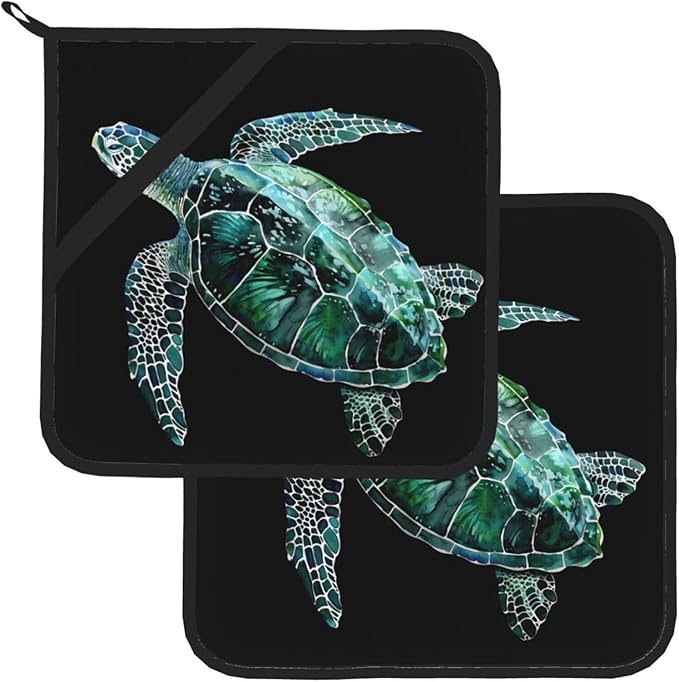 2Pcs Vintage Sea Turtle Pot Holders for Kitchen Clearance Heat Resistant Hot Pads for Cooking Baking Grilling