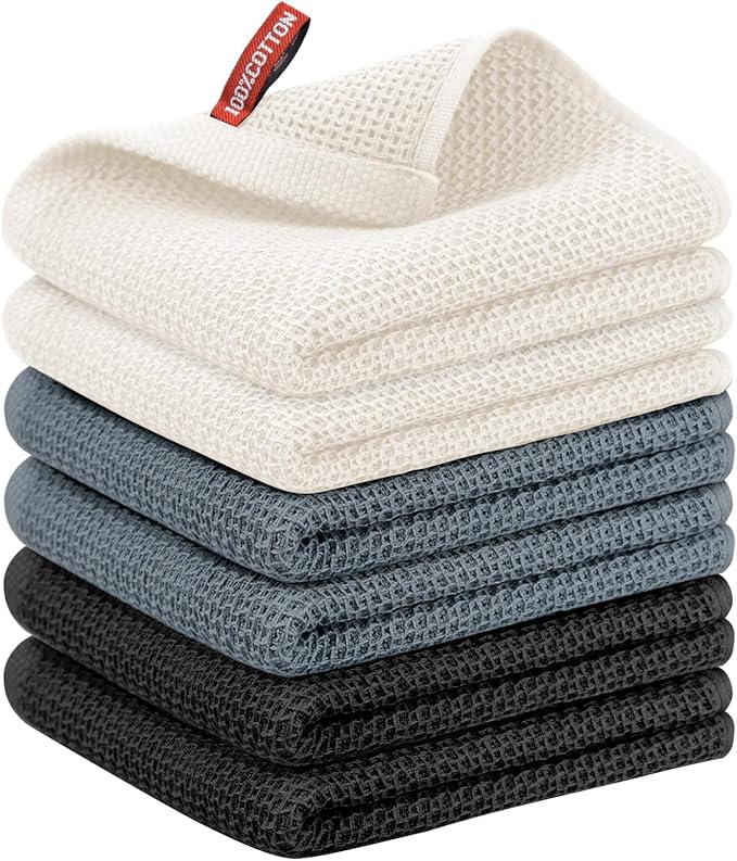 Nialnant 6 Pack Kitchen Hand Towels,100% Cotton Dish Towels for Kitchen,Extra Soft & Absorbent Dish Cloths for Washing Dishes,Cleaning Rags