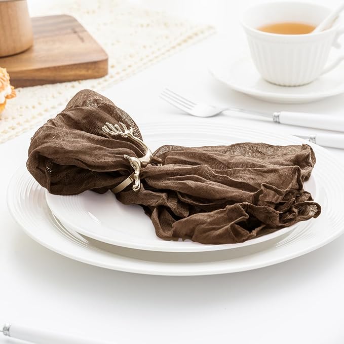 Brown 60 Pack Cheesecloth Napkins Washable 21x21 Inches Brown Cloth Napkins Set of 60 Dinner Table Napkins for Wedding Summer Bridal Baby Shower Rustic Boho Cotton Gauze Party Table Decor